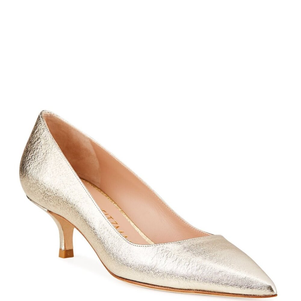 Stuart Weitzman Gold Kitten Heel